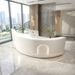Modern LED 105 Inch Curved Wooden Reception Desk