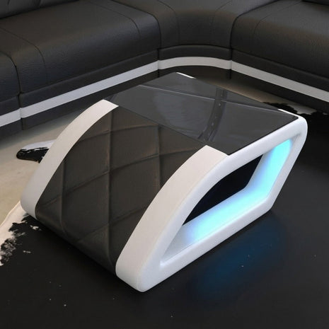 LED Coffee Table With Leather Upholstery / Ruchi