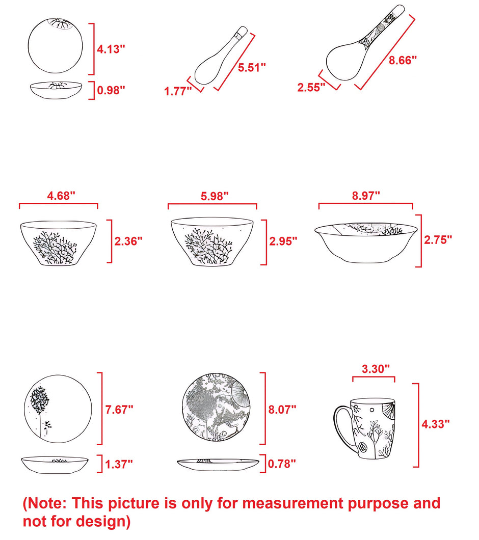 32 Pieces Ceramic Kitchen Dinnerware Set / Ruchi