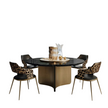 Shiny Wooden Top Round Dining Table Set