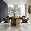 Shiny Wooden Top Round Dining Table Set / Ruchi