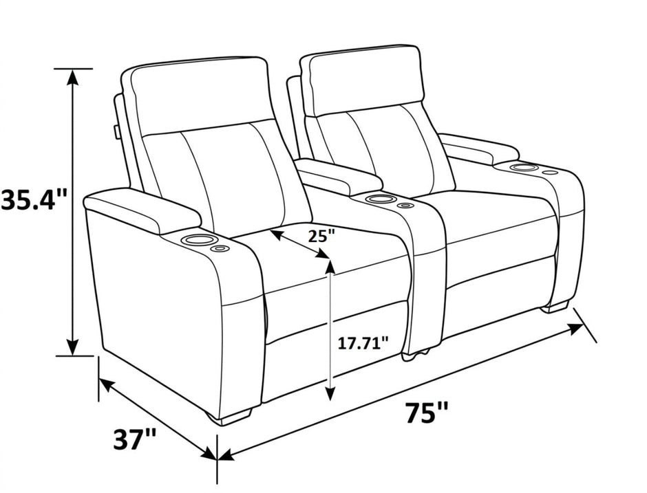Multifunctional Theater LED Leather Power Recliner Sofa / Ruchi