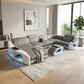 LED Sectional Sofa With Leather Upholstery