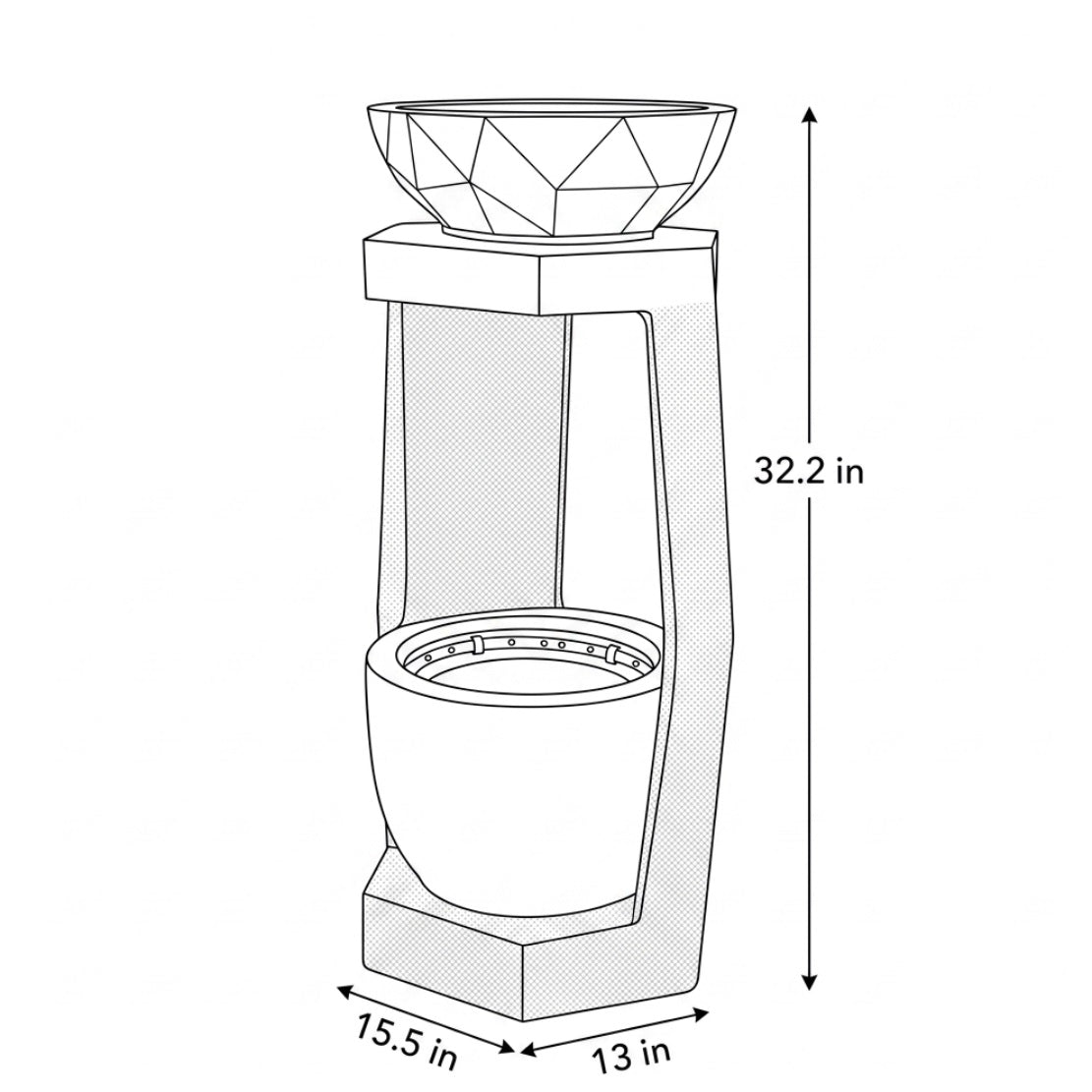 32-inch Resin and Fiberglass Outdoor Fountain with LED / Ruchi