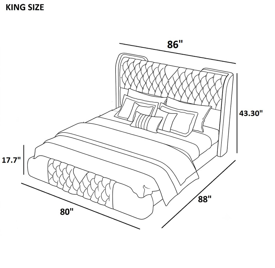 Modern Button Tufted Leather Bed