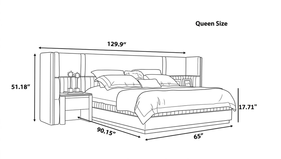 Luxurious U Shaped Headboard Velvet Upholstered Bed / Ruchi