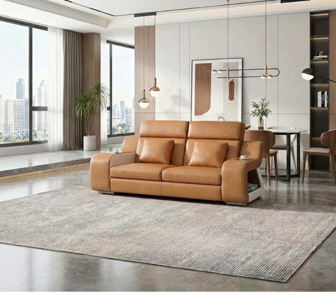 Power Recliner Leather LED Sofa Set / Ruchi