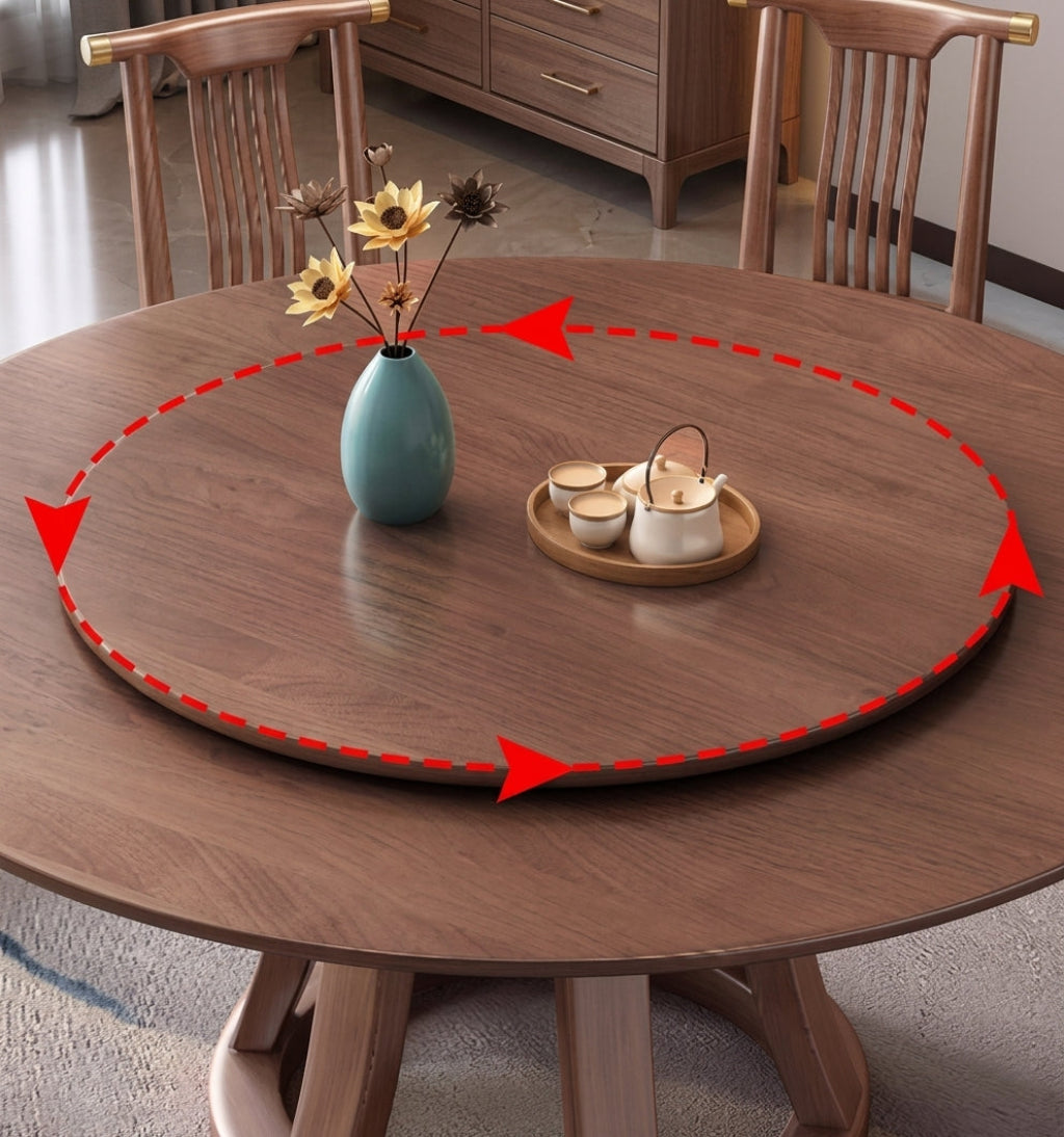 Round Wooden Dining Table Set With 6 Chairs
