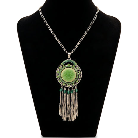 Silver Alloy Turquoise Pendant Necklace / Ruchi