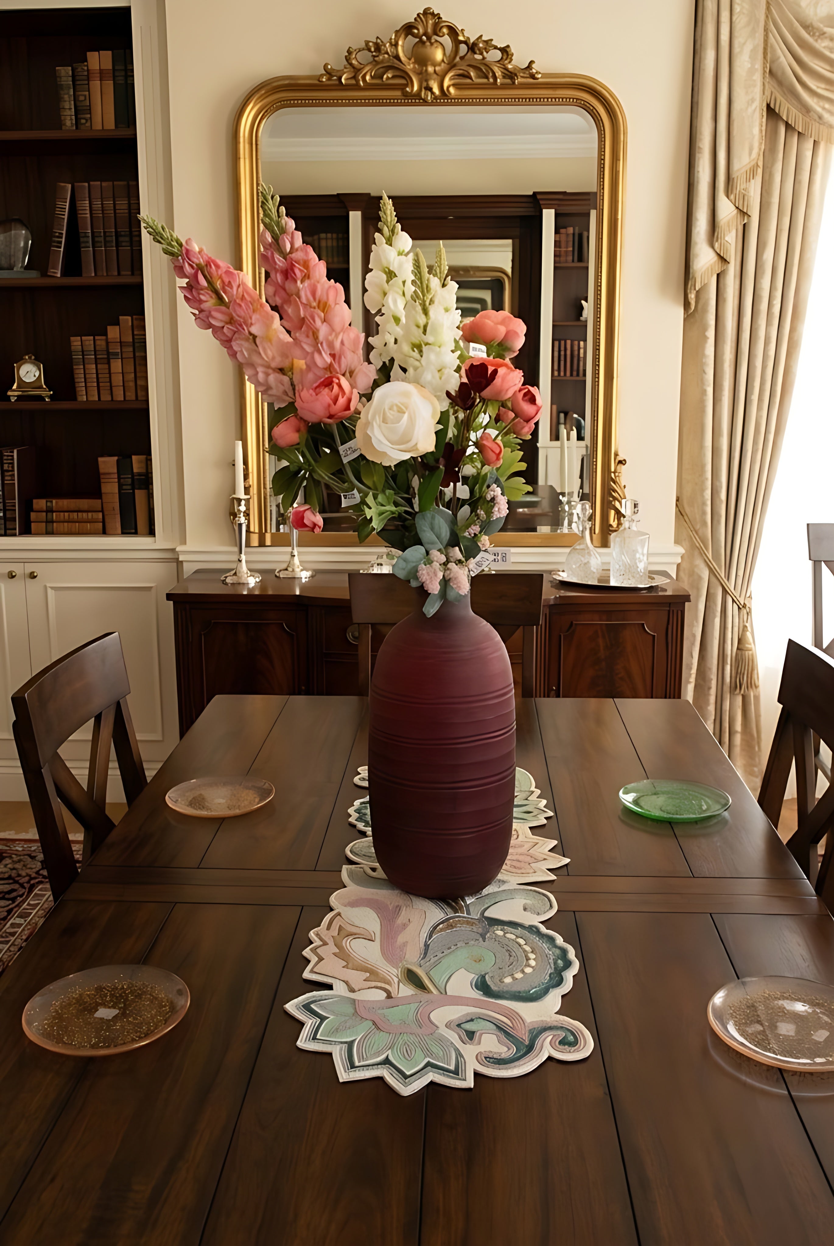 Artisan Paisley Beaded Table Runner / Ruchi