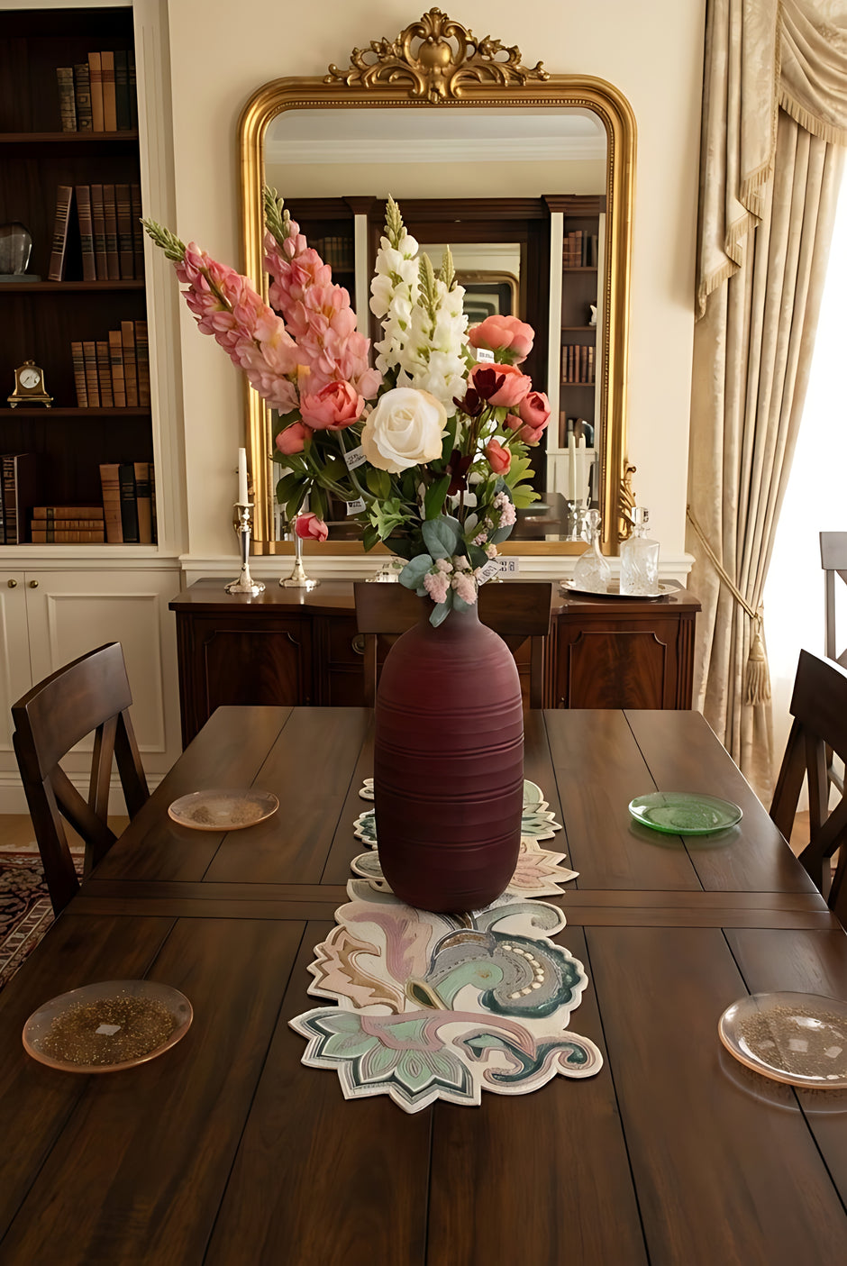 Artisan Paisley Beaded Table Runner / Ruchi