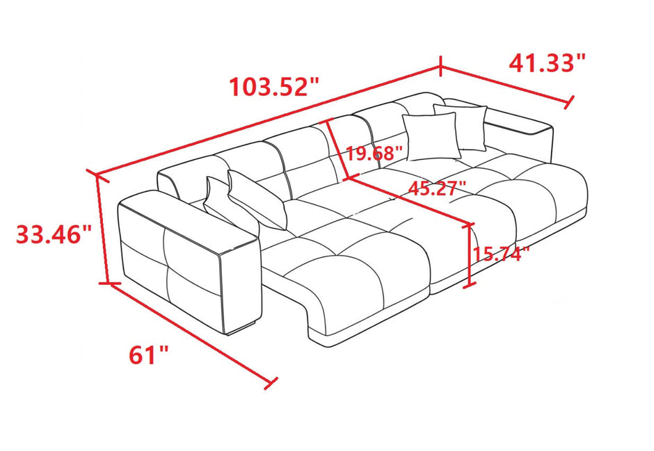 Remote Controlled Power Extendable Leather Sofa Bed