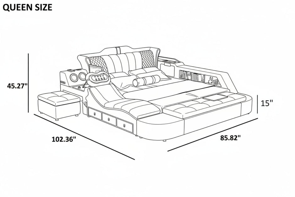 Multifunctional Smart Leather Bed With Massager