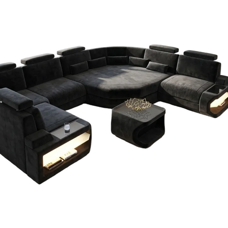 U-shaped LED Fabric Sectional Sofa / Ruchi