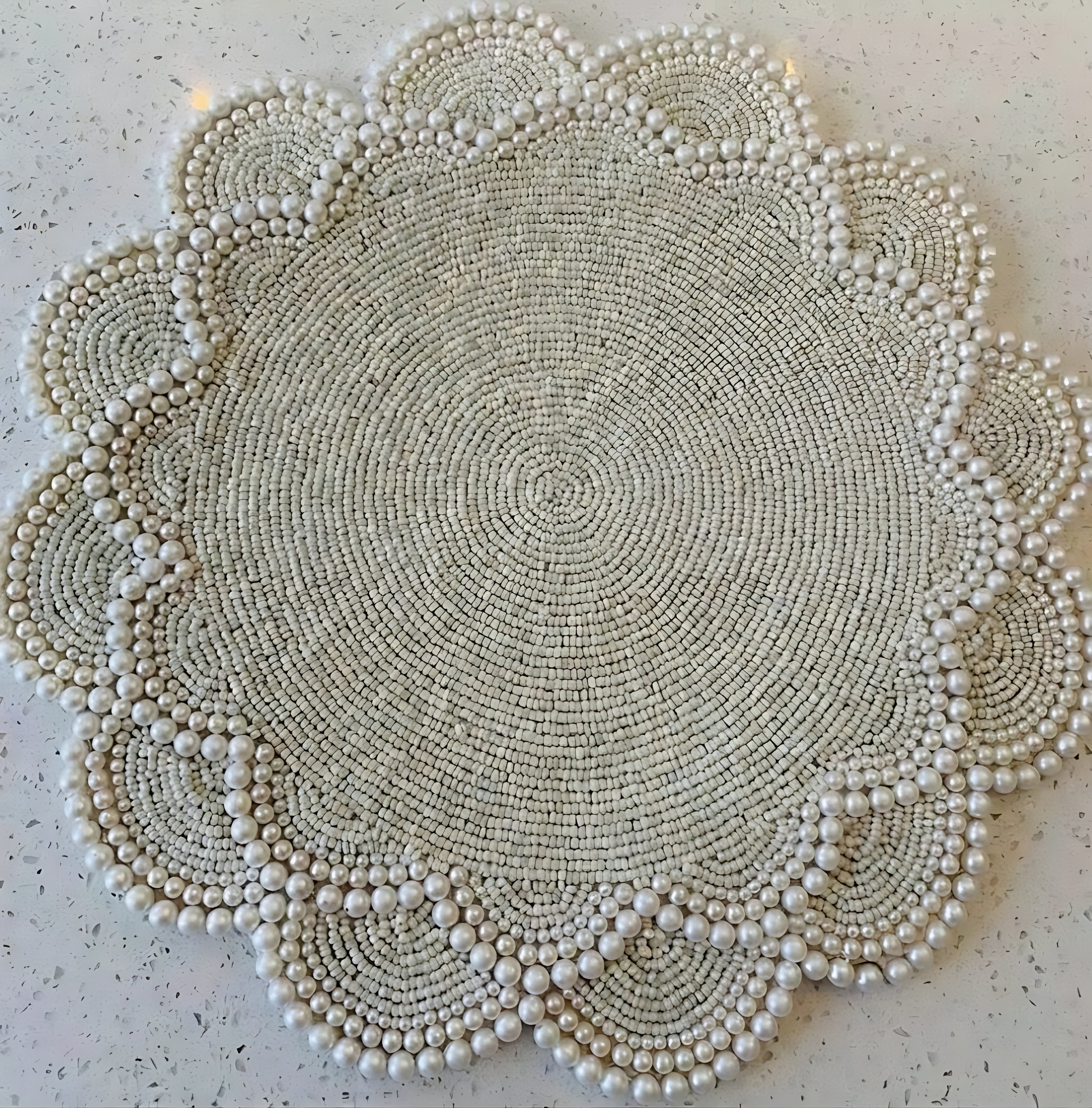 Elegant Pearl Beaded Round Placemat Set of 2 / Ruchi