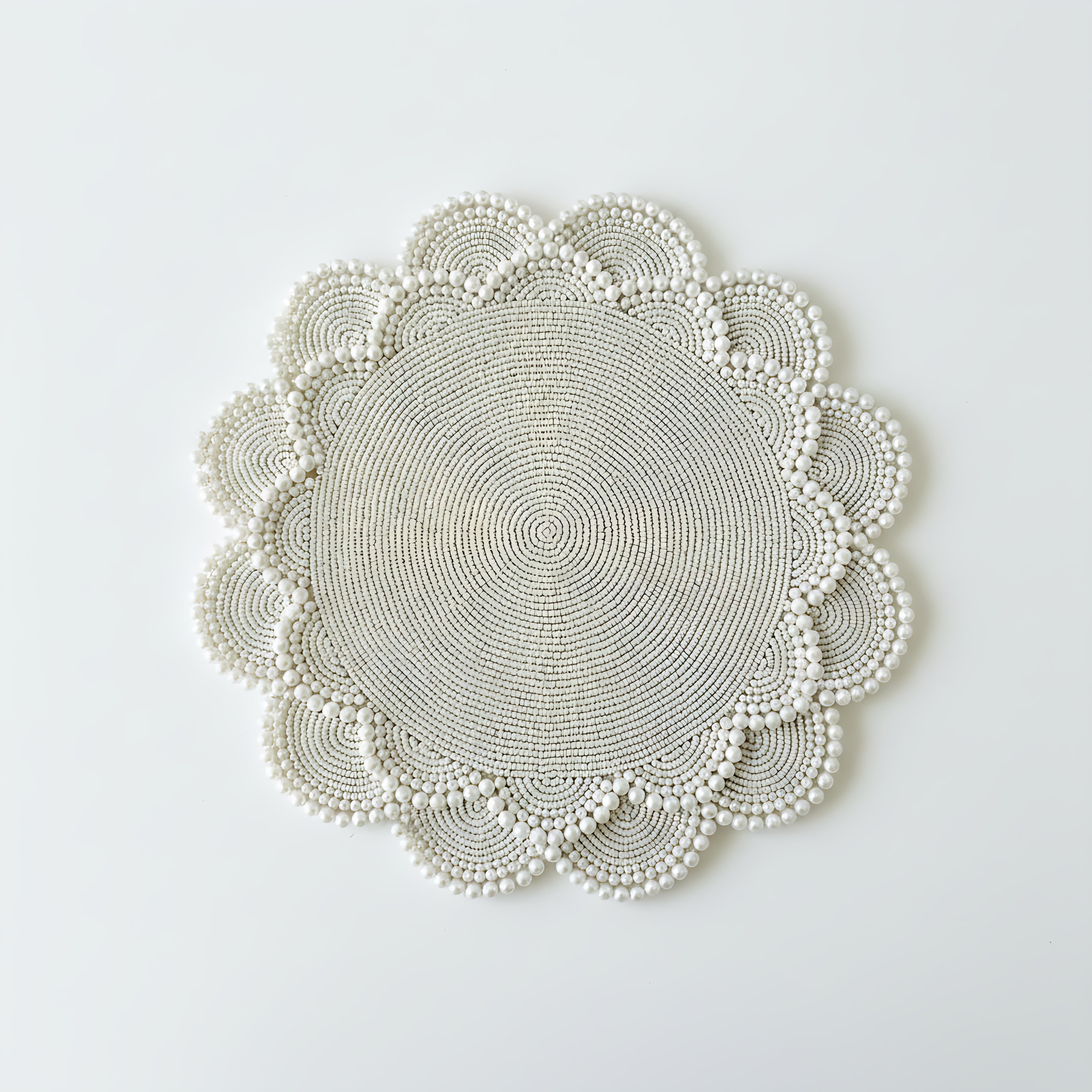 Elegant Pearl Beaded Round Placemat Set of 2 / Ruchi