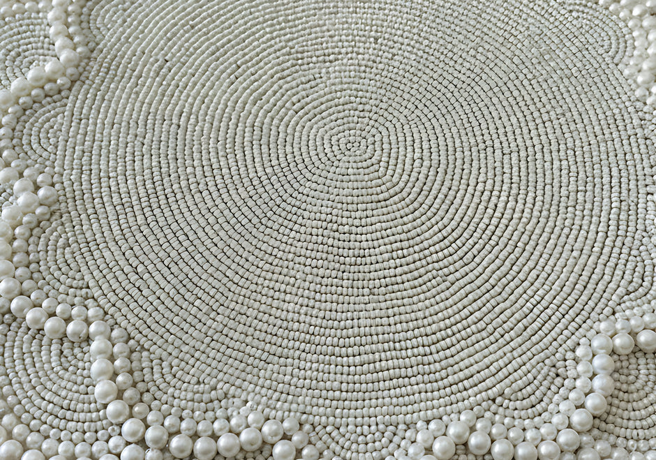 Elegant Pearl Beaded Round Placemat Set of 2 / Ruchi