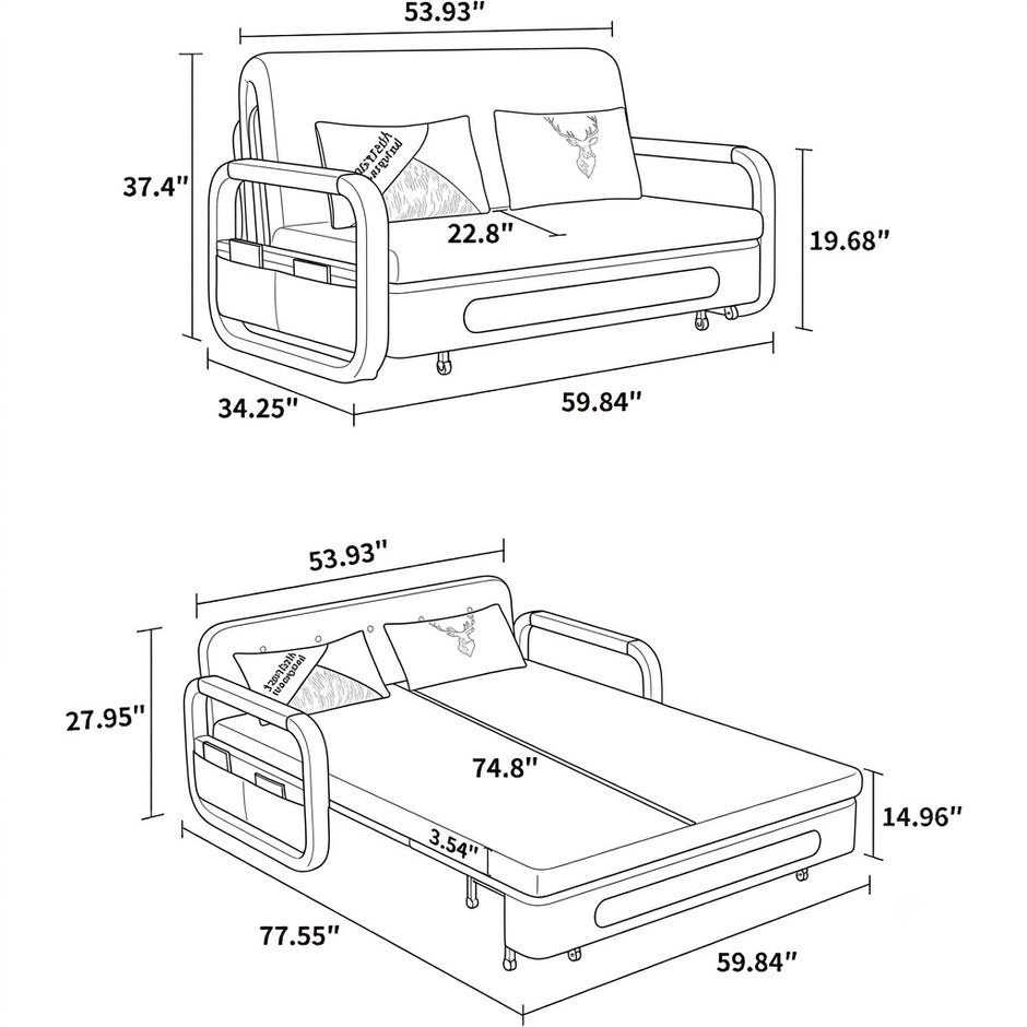 Modern Linen Cotton Sofa Bed With Storage / Ruchi