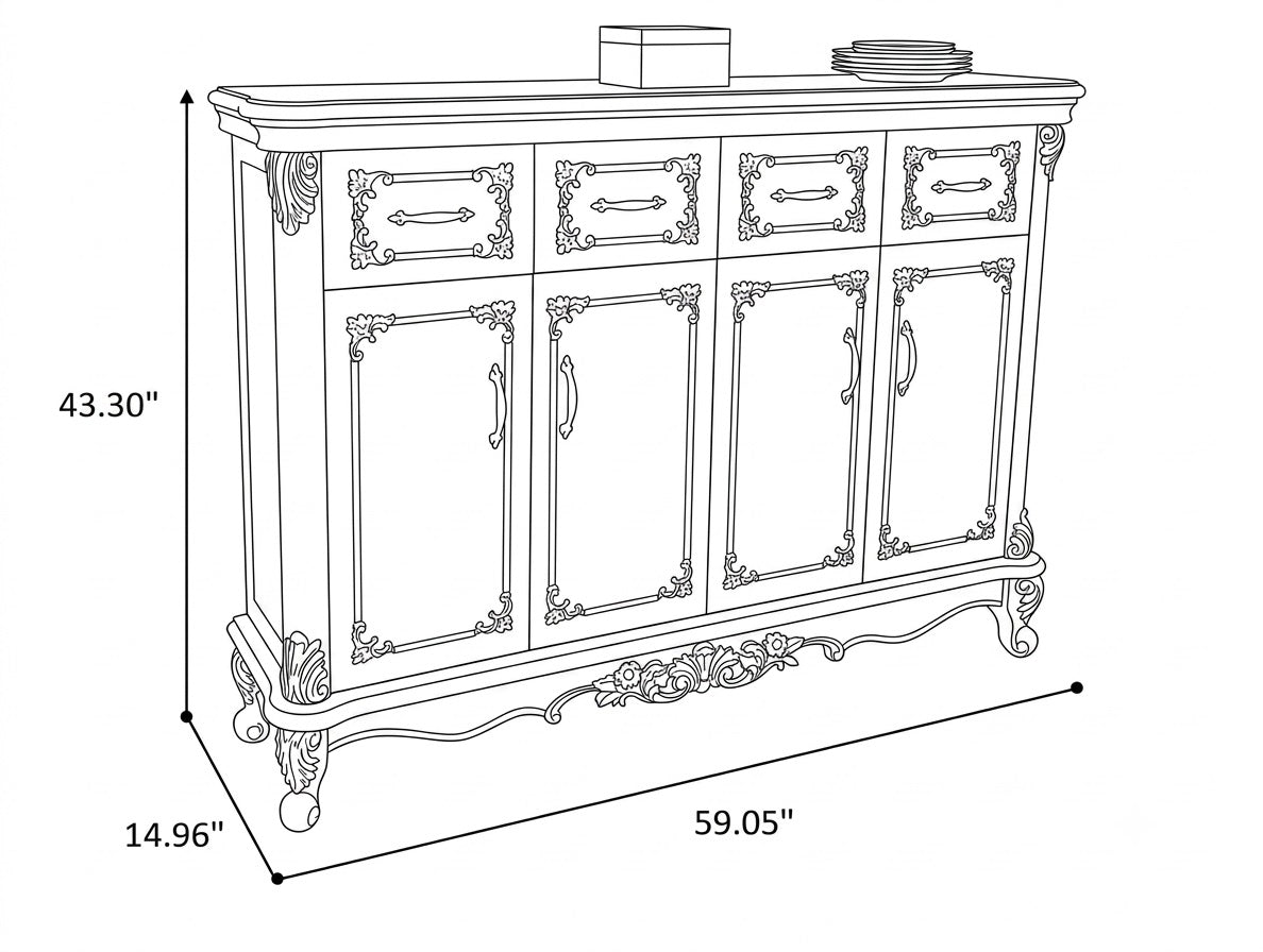 European Wooden Buffet Table