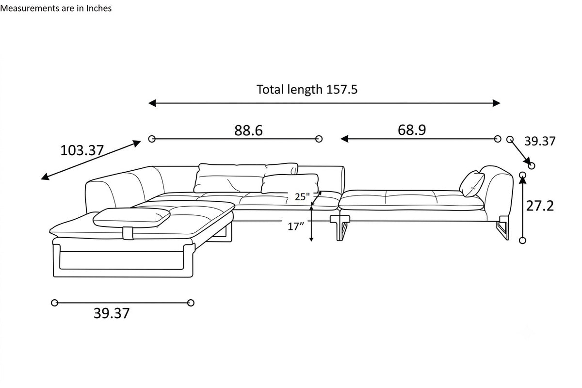 Modern L-Shaped Velvet Sectional Sofa / Ruchi