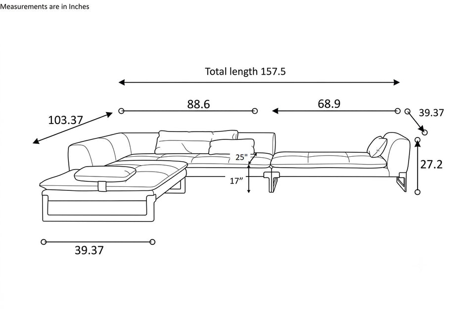 Modern L-Shaped Velvet Sectional Sofa / Ruchi