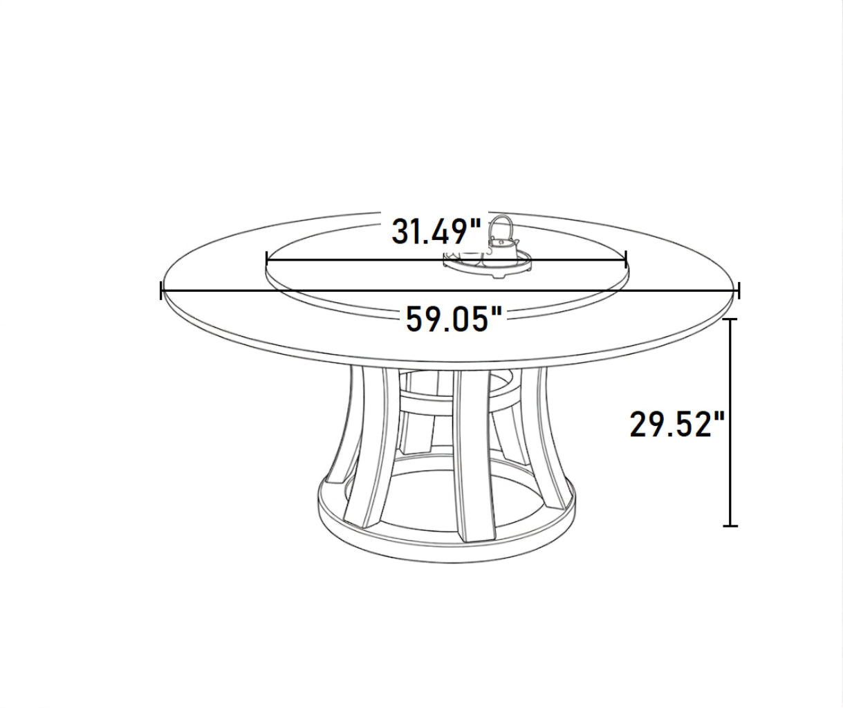 Round Wooden Dining Table Set With 6 Chairs