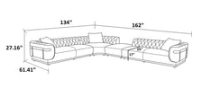 Large L-Shape Velvet Fabric Sectional Sofa