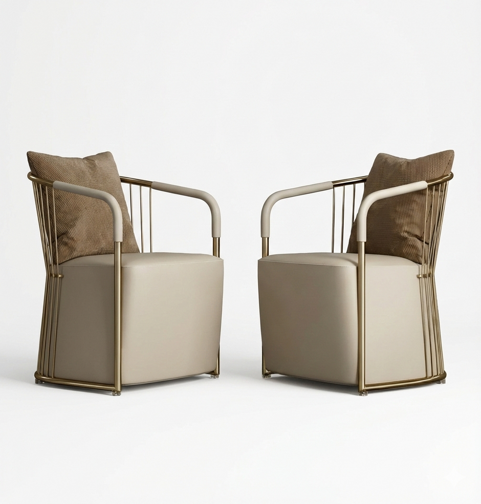 High Comfort Leather Accent Chair Set Of 2 / Ruchi