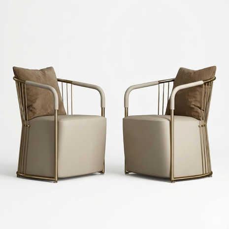 High Comfort Leather Accent Chair Set Of 2 / Ruchi