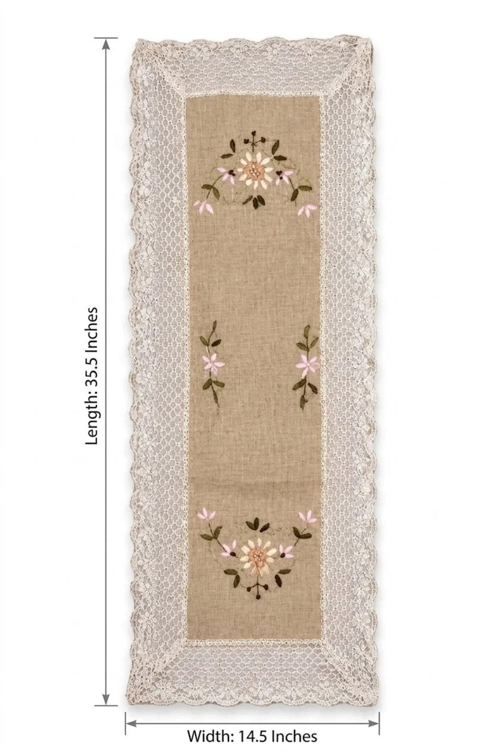 Vintage Embroidered Fabric Table Runner / Ruchi