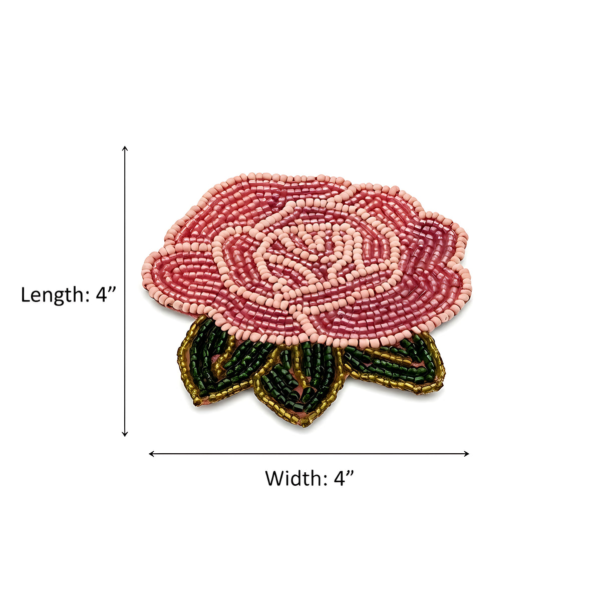 Pink Rose Floral Beaded Coaster Set of 2 / Ruchi