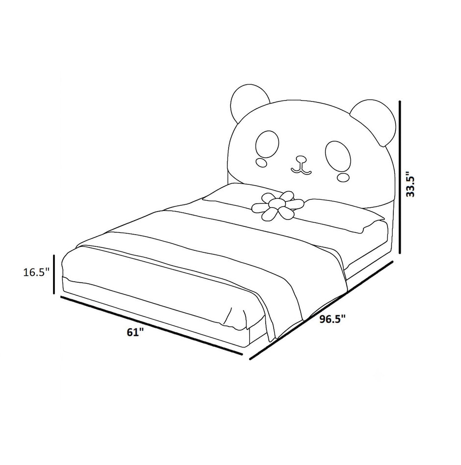 Panda Theme Leather Kids Bed With LED / Ruchi 