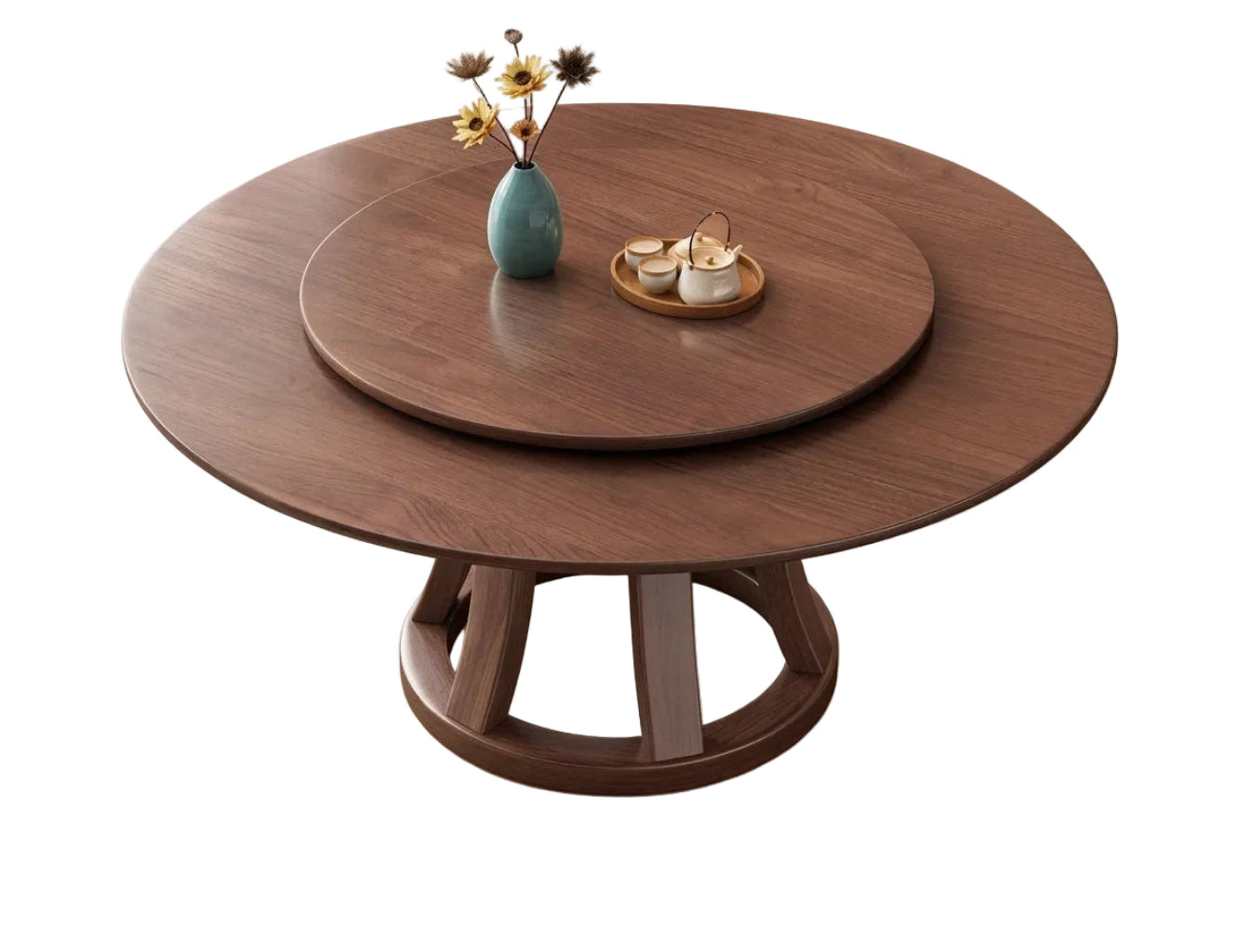 Round Wooden Dining Table Set With 6 Chairs