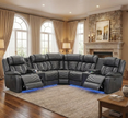 Multifunctional Electric Recliner LED Sectional Leather Sofa / Ruchi