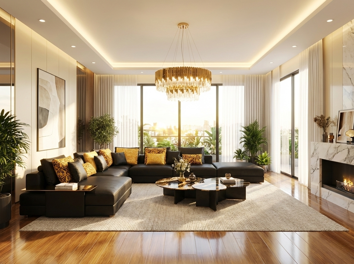 Spacious Leather Modular Sectional Sofa With Chaise / Ruchi