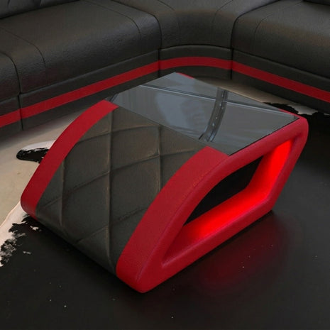 LED Coffee Table With Leather Upholstery / Ruchi