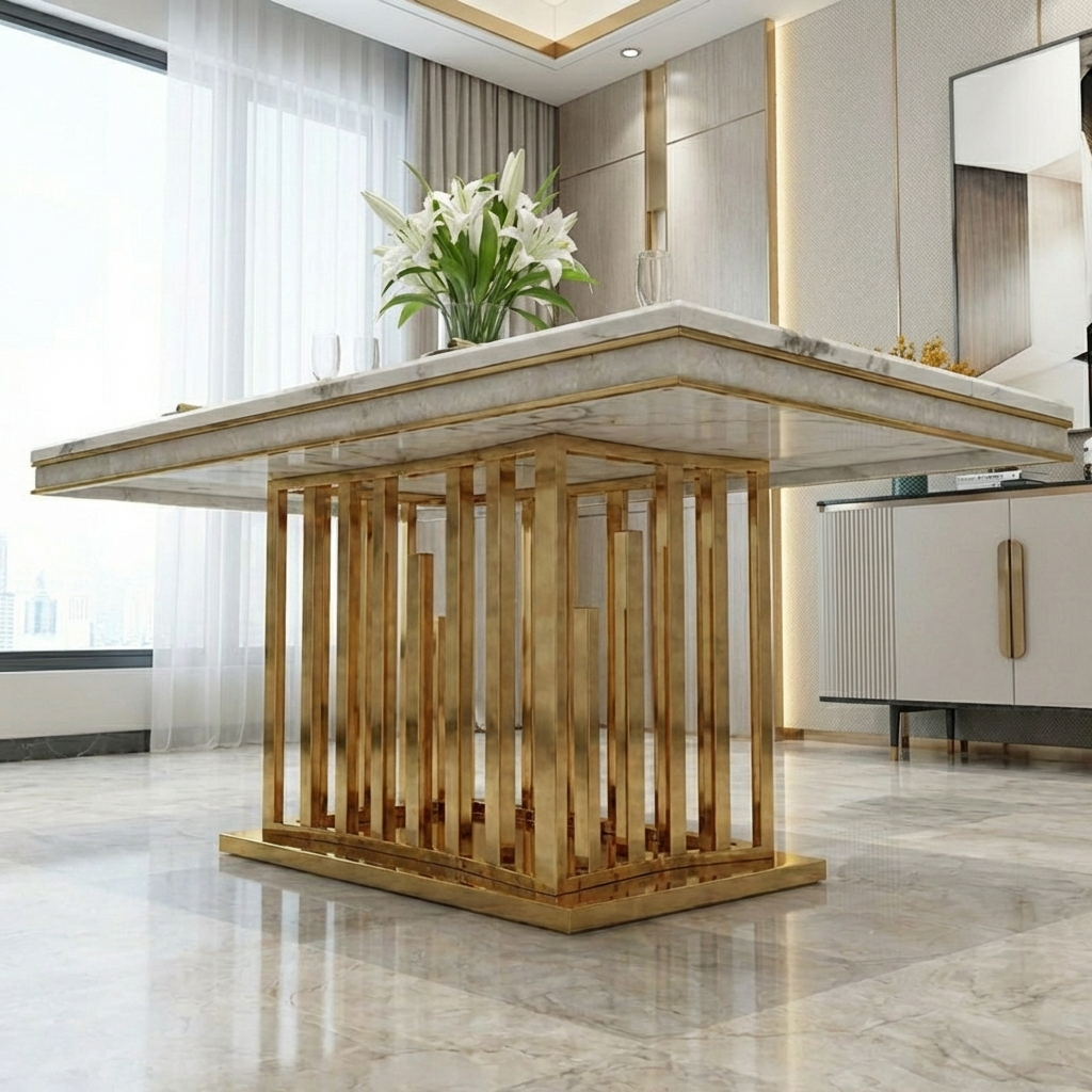 Marble Dining Table Set For 6
