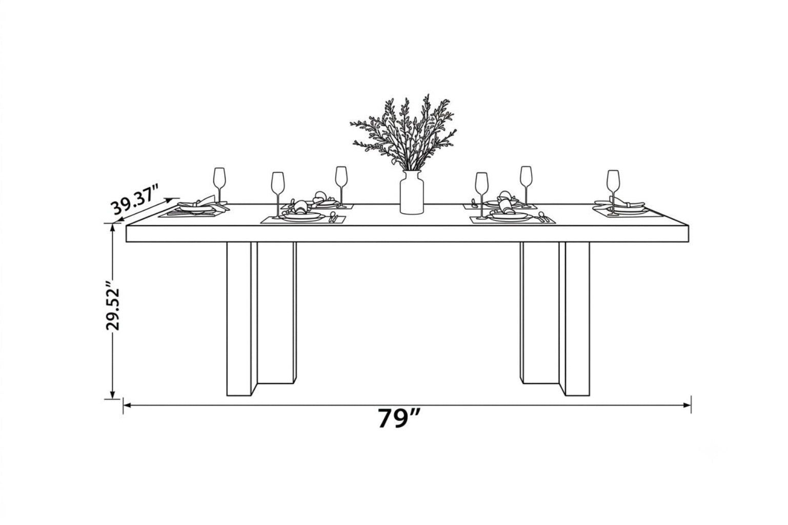 Marble Top Rectangular Dining Table Set / Ruchi