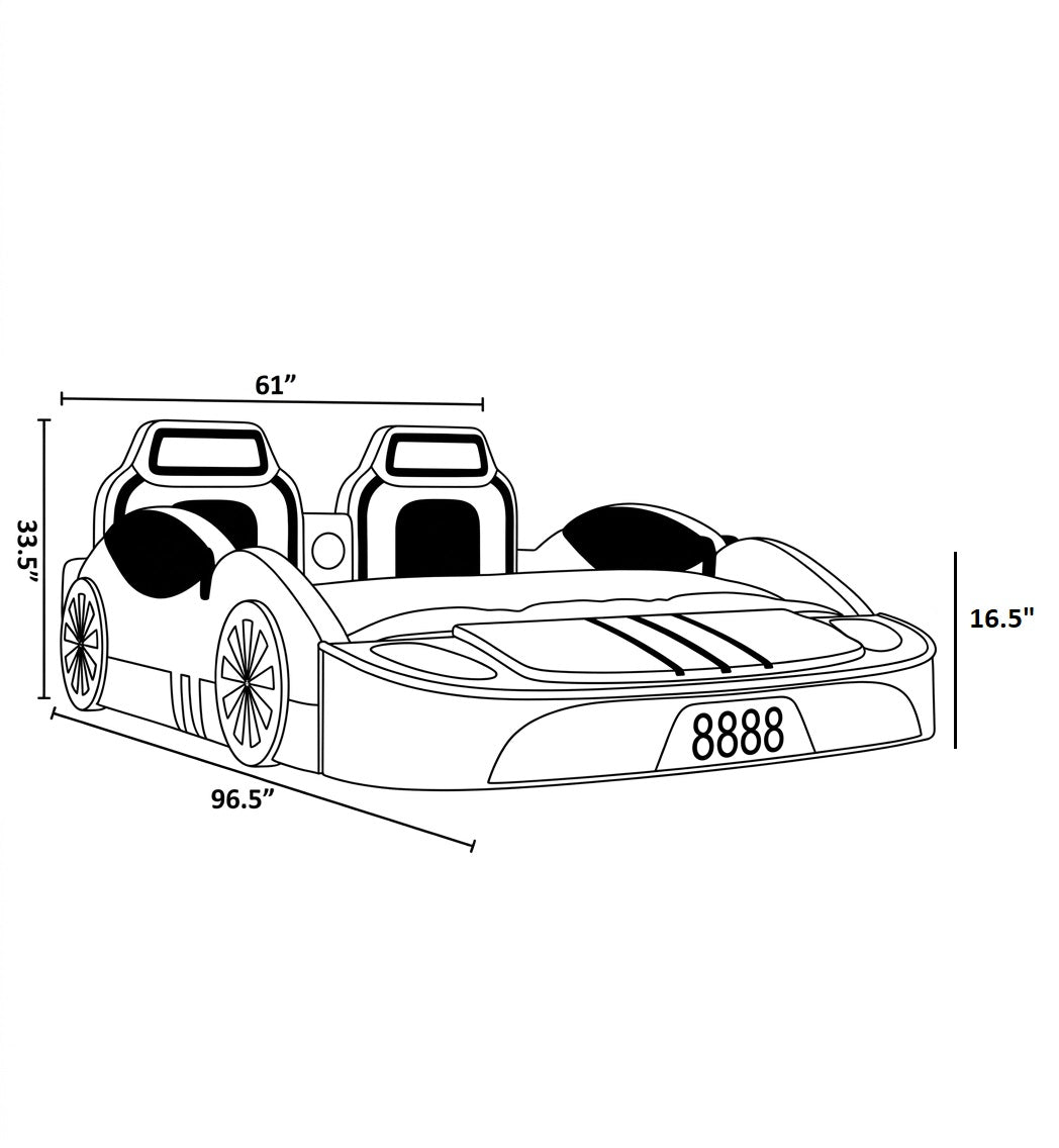LED Leather Car Bed for Children