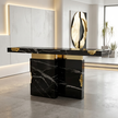 Modern Marble Looking Metal Accent Table / Ruchi