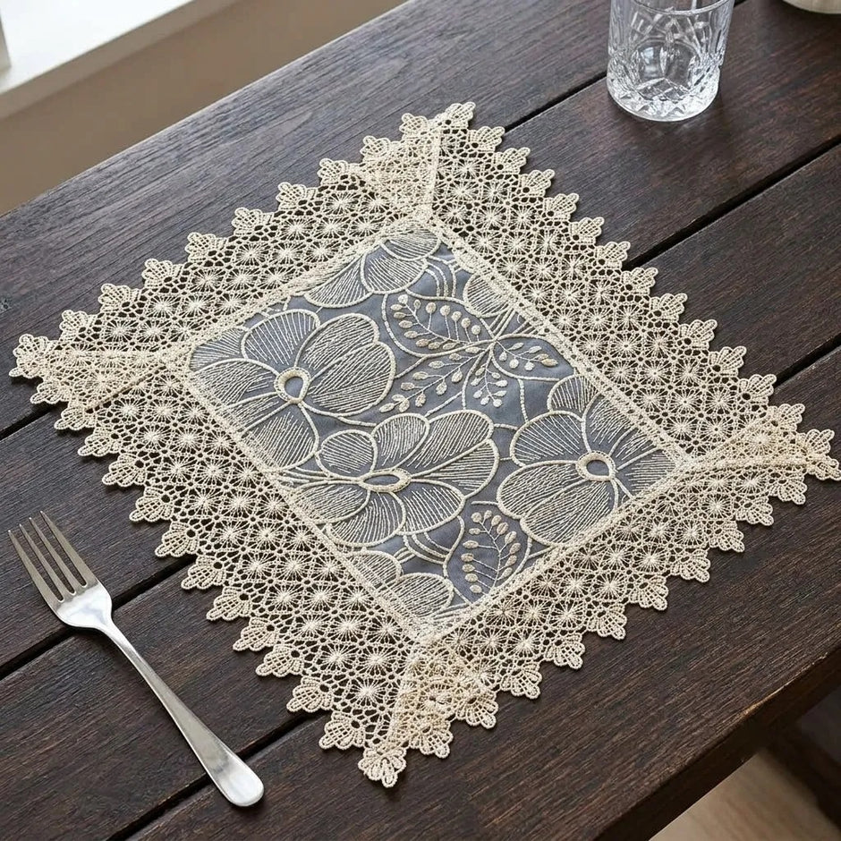 Cotton Linen Floral Design Placemat Set of 5 / Ruchi 