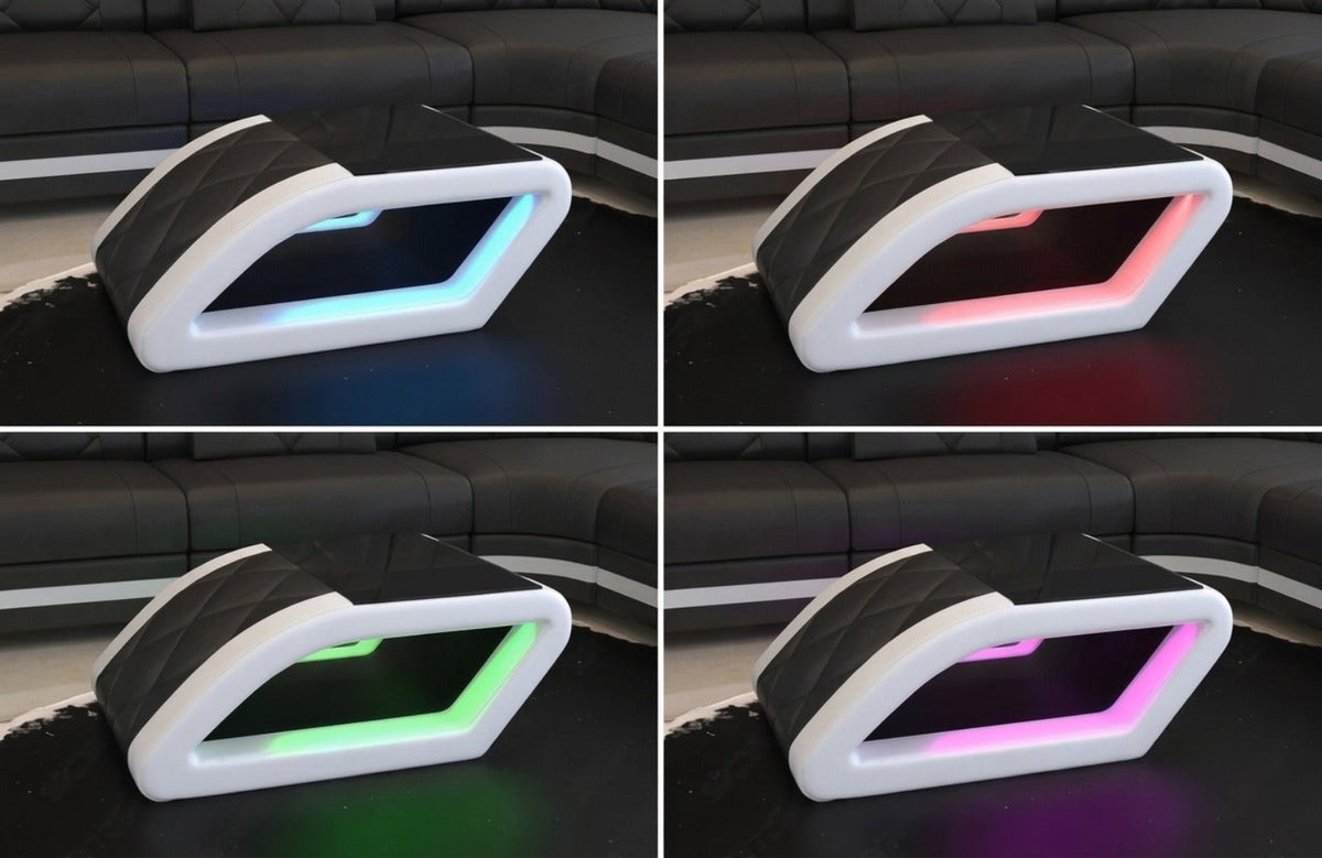 LED Coffee Table With Leather Upholstery / Ruchi