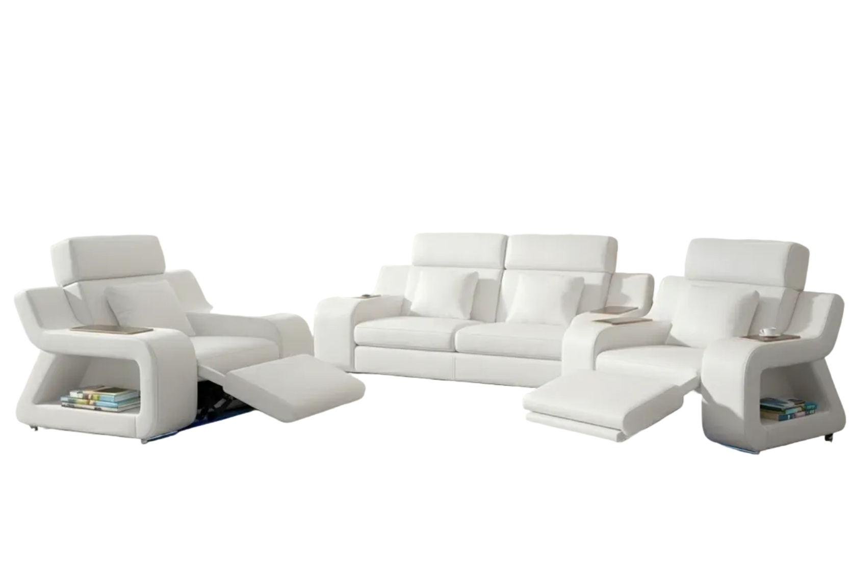 Power Recliner Leather LED Sofa Set