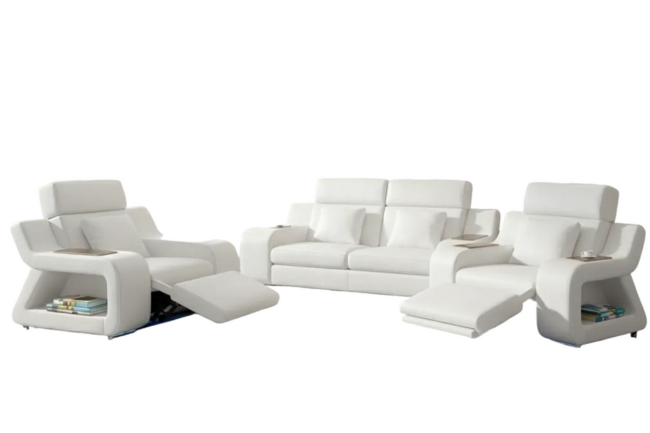 Power Recliner Leather LED Sofa Set