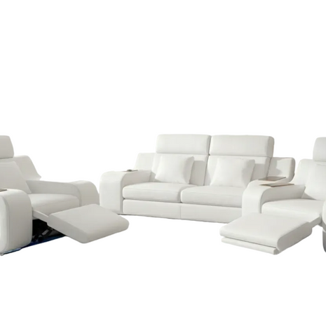 Power Recliner Leather LED Sofa Set