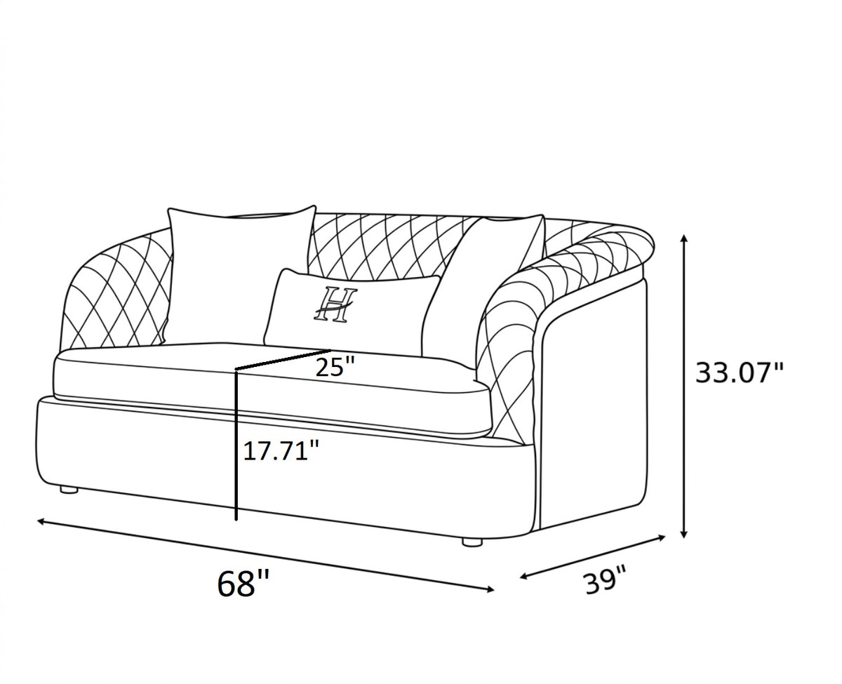 Luxurious 3 Pieces Velvet Fabric Sofa Set