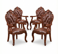 European Leather Upholstered Dining Chairs Set Of 4 / Ruchi