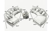 2 Piece Linen Fabric Curved Sectional Sofa