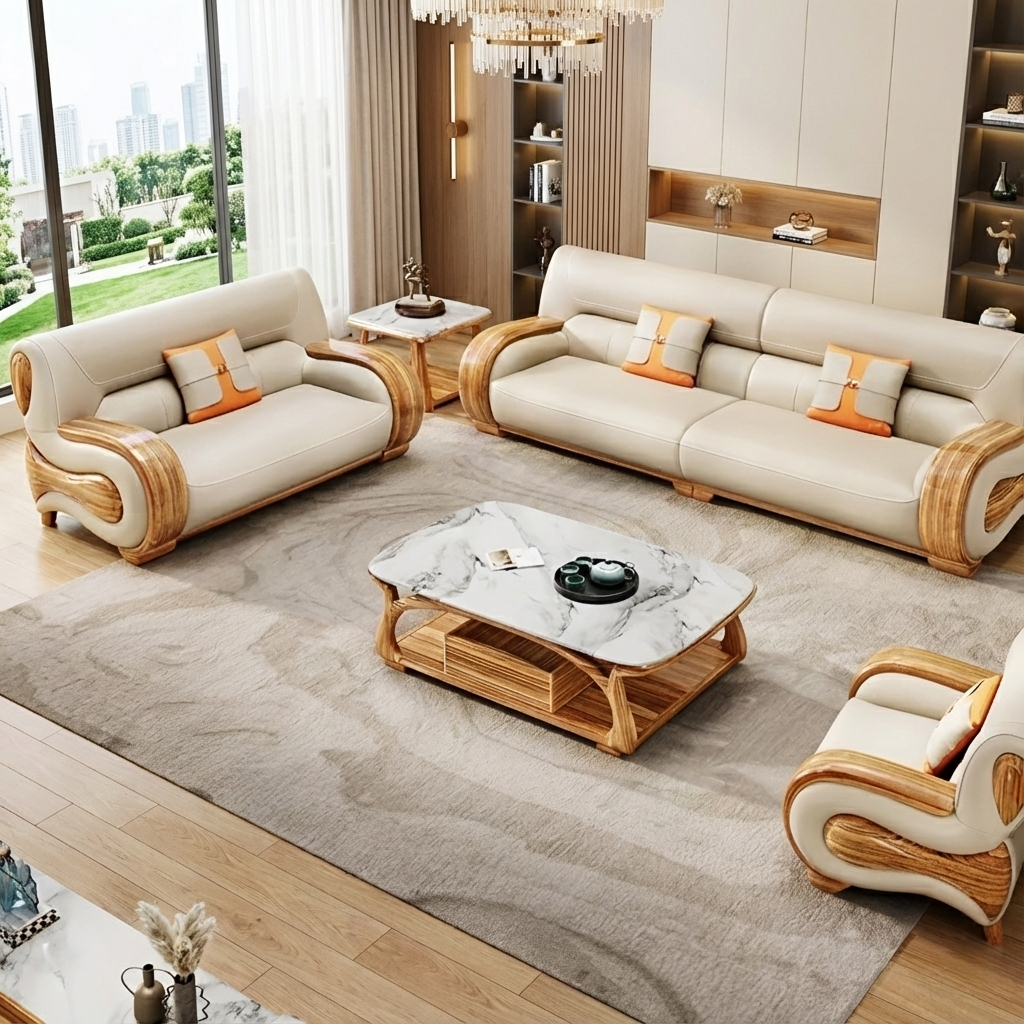 European Royal Leather Sofa Set / Ruchi