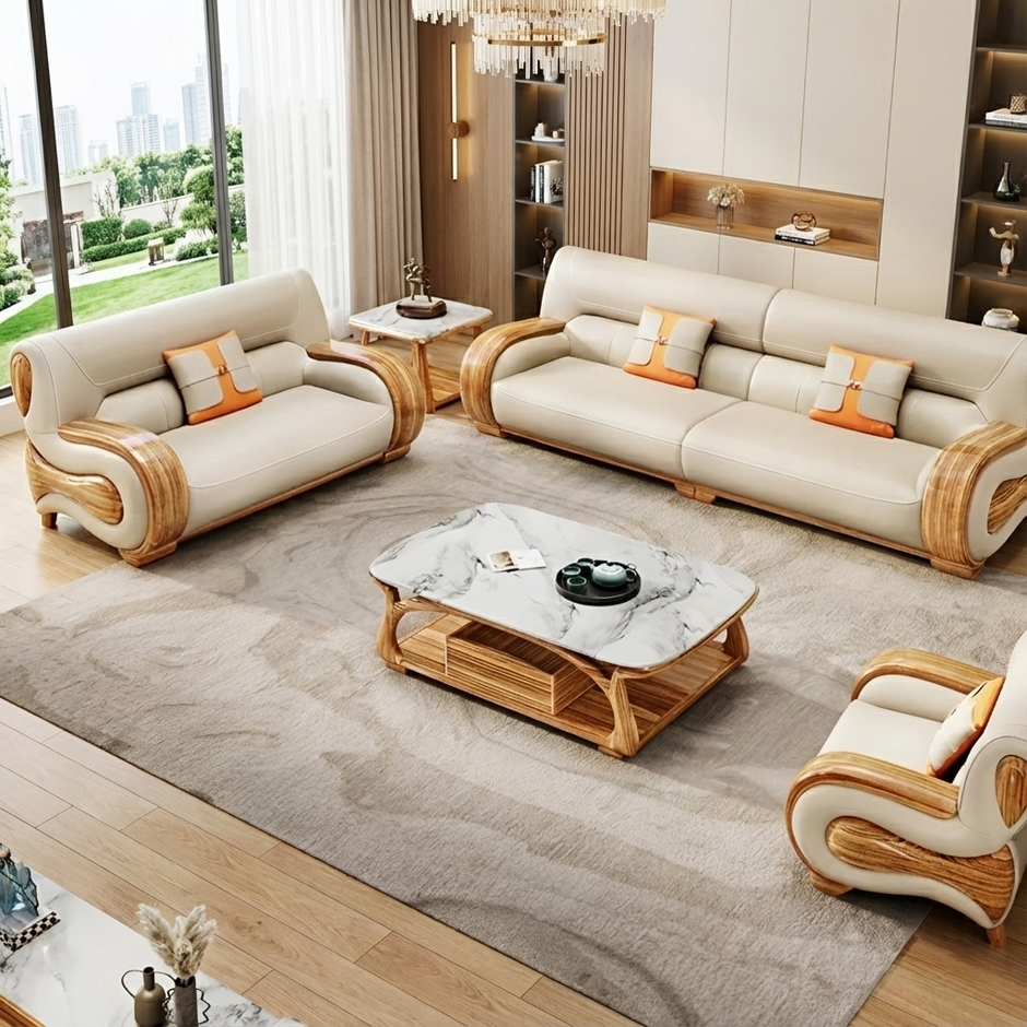 European Royal Leather Sofa Set / Ruchi